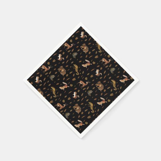 Serviette En Papier Automne Forêt Animaux Automne Feuilles (Coin)