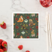 Serviette En Papier Automne Forêt forestière Animaux verts (En situation)