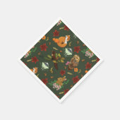 Serviette En Papier Automne Forêt forestière Animaux verts (Coin)