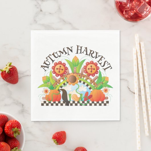 Serviette En Papier Automne Harvest Art folklorique Citrouille et tour (En situation)