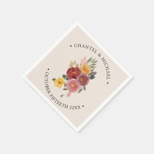 Serviette En Papier Automne Mariage | Élégant (Coin)