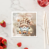 Serviette En Papier Automne mignon Gnome Feuilles d'automne Anniversai (En situation)
