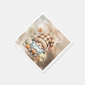 Serviette En Papier Automne mignon Gnome Feuilles d'automne Anniversai (Coin)