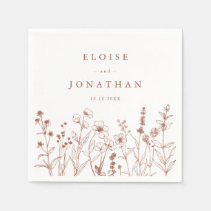 Serviette En Papier Automne minimaliste Terracotta Fleur sauvage Boho 