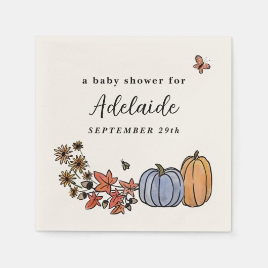 Serviette En Papier Automne Moisson Automne Bébé Garçon Douche (Devant)