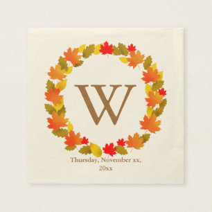 Serviette En Papier Automne, Monogramme Thanksgiving