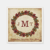 Serviette En Papier Automne, Monogramme Thanksgiving (Devant)