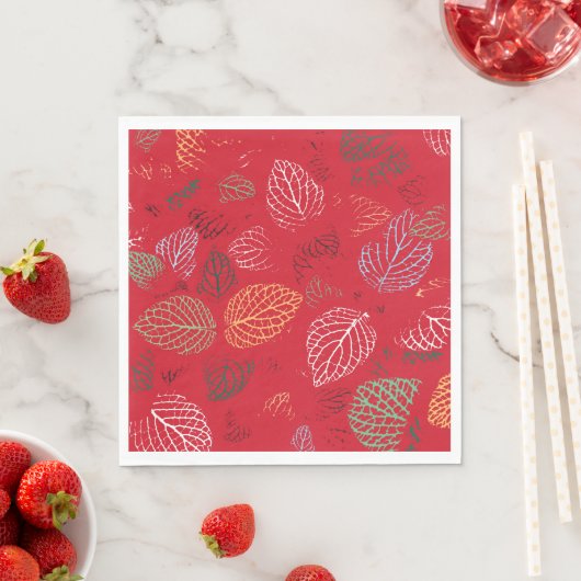 Serviette En Papier Automne, Motif Feuille (En situation)