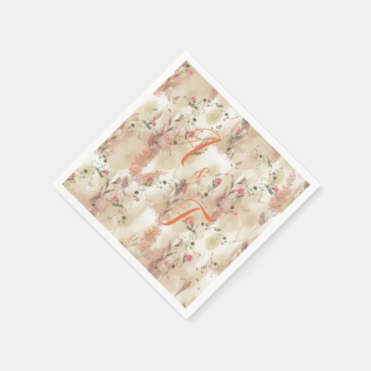 Serviette En Papier Automne Neutre Toné Élégant thème botanique (Coin)