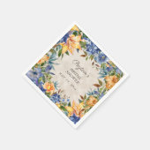 Serviette En Papier Automne Orange Bleu Fête des mariées Florale (Coin)