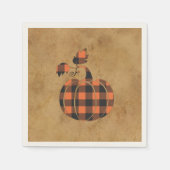 Serviette En Papier Automne Orange Et Noir Plaid Automne Citrouille (Devant)