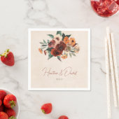 Serviette En Papier Automne Papier Floral Napkin Terracotta Burnt Oran (En situation)