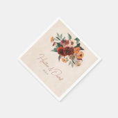 Serviette En Papier Automne Papier Floral Napkin Terracotta Burnt Oran (Coin)