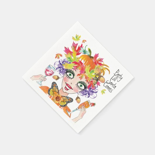 Serviette En Papier Automne Parti Citrouille 'jusqu'à Père Noël arrive (Coin)