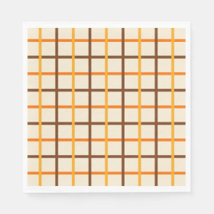 Serviette En Papier Automne Plaid Motif en Orange Vert et Brown