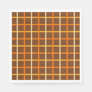 Serviette En Papier Automne Plaid Motif en Orange Vert et Brown