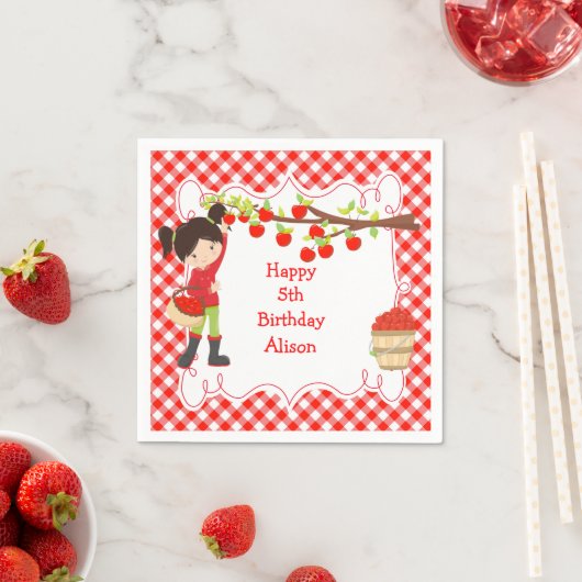 Serviette En Papier Automne Pomme cueillir les cheveux noirs Anniversa (En situation)