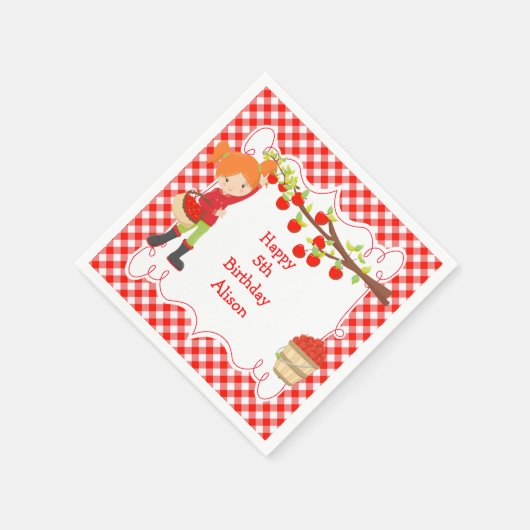 Serviette En Papier Automne Pomme ramasser Cheveux rouges Anniversaire (Coin)
