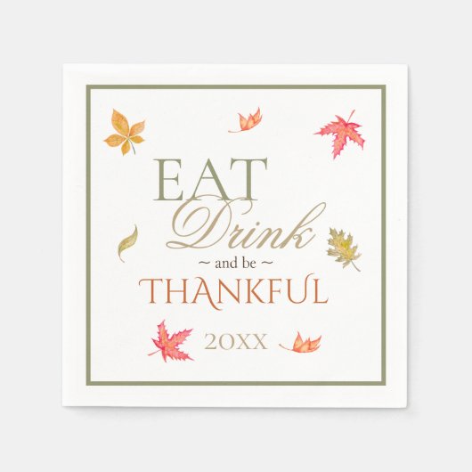 Serviette En Papier Automne quitte Thankesgiving (Devant)