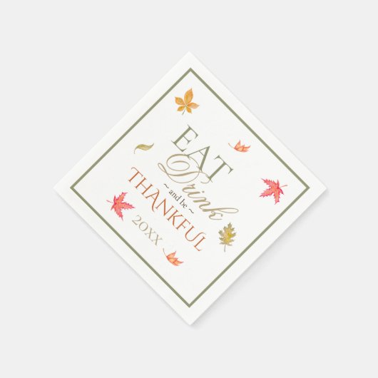 Serviette En Papier Automne quitte Thankesgiving (Coin)