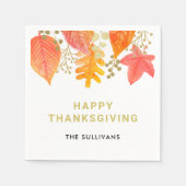 Serviette En Papier Automne quitte Thankesgiving (Devant)