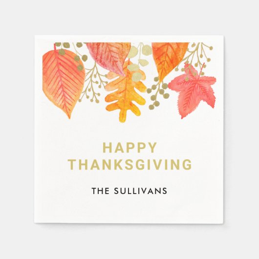 Serviette En Papier Automne quitte Thankesgiving (Devant)