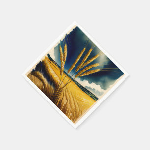 Serviette En Papier Automne Récolte Prairie Papier d'or Napkin