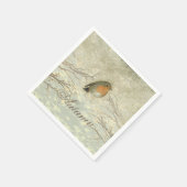Serviette En Papier AUTOMNE ROBIN Branches automnales (Coin)