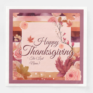 Serviette en papier Automne Rose Joyeux Thanksgivi