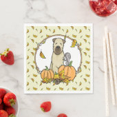 Serviette En Papier Automne Roue Terrier (blé 1b2) Citrouille mignon (En situation)