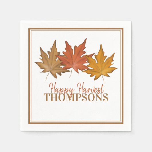 Serviette En Papier Automne Rouge Feuille Russe Moisson Famille Custom (Devant)