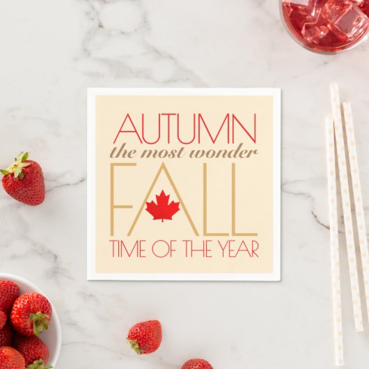 Serviette En Papier Automne Rouge Feuille Word Art Wonder Automne ... (En situation)