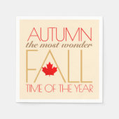 Serviette En Papier Automne Rouge Feuille Word Art Wonder Automne ... (Devant)