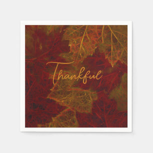 Serviette En Papier Automne Rouge or Rustique Élégant Feuilles d'érabl