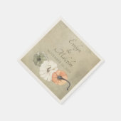 Serviette En Papier Automne Rustique Automne Blanc, Orange Citrouille  (Coin)