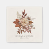 Serviette En Papier Automne Rustique Automne Floral Folial Mariage (Devant)