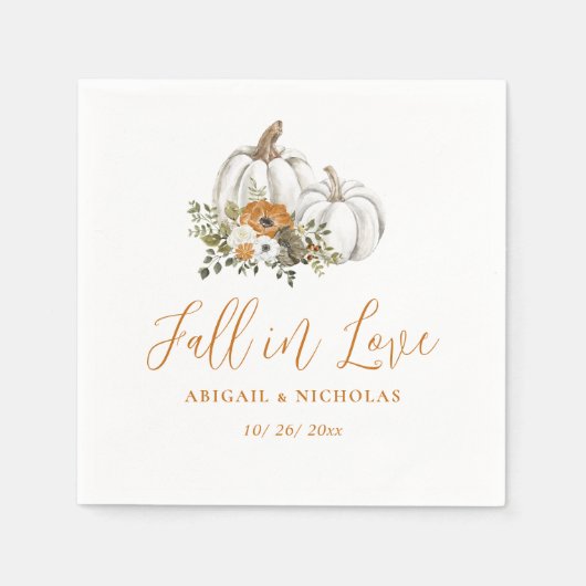 Serviette En Papier Automne Rustique Citrouille Floral Mariage Napkins (Devant)