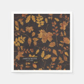 Serviette En Papier Automne Rustique Golden Feuilles Élégant mariage (Devant)