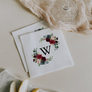 Serviette En Papier Automne Rustique Moderne Calligraphie Monogramme M