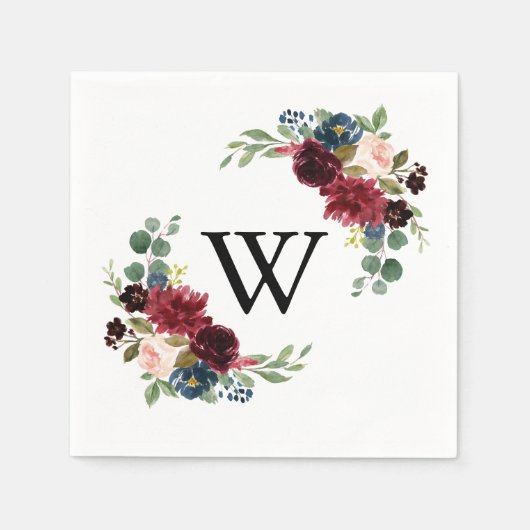Serviette En Papier Automne Rustique Moderne Calligraphie Monogramme M (Devant)