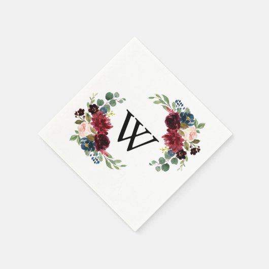 Serviette En Papier Automne Rustique Moderne Calligraphie Monogramme M (Coin)