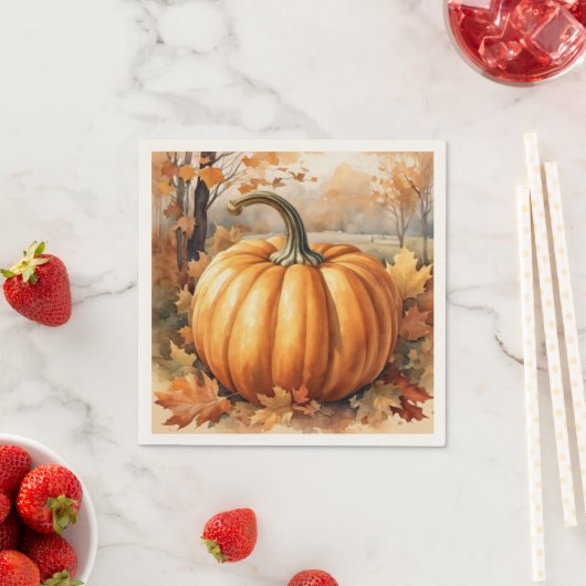 Serviette En Papier Automne Saison Automne Thème Citrouille (En situation)