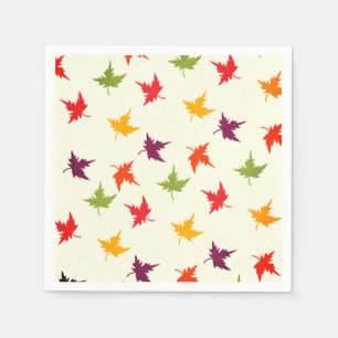 Serviette En Papier Automne Simple Feuilles Motif Coloré