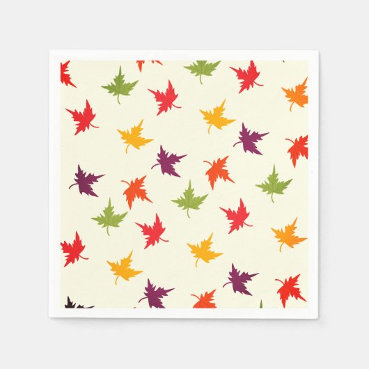 Serviette En Papier Automne Simple Feuilles Motif Coloré (Devant)