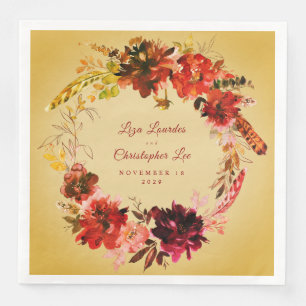 Serviette En Papier Automne Splendor Automne Floral Wreath Golden Mari