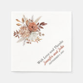 Serviette En Papier Automne Terracotta Rustique Floral Mariage (Devant)