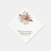 Serviette En Papier Automne Terracotta Rustique Floral Mariage (Coin)