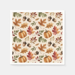 Serviette En Papier Automne Terre Orange Aquarelle Citrouille Feuille