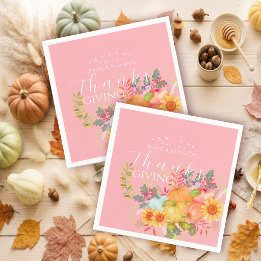 Serviette En Papier Automne Thankgiving rose