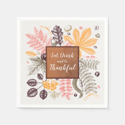 Serviette En Papier Automne Thanksgiving Botanical (Devant)